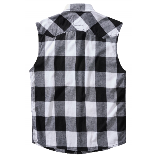 Checkshirt bez rękawów - biało czarna